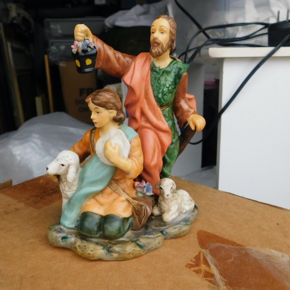 Nativity Blessed Visitors Shepherds Figure Ceramic - Picture 1 of 7